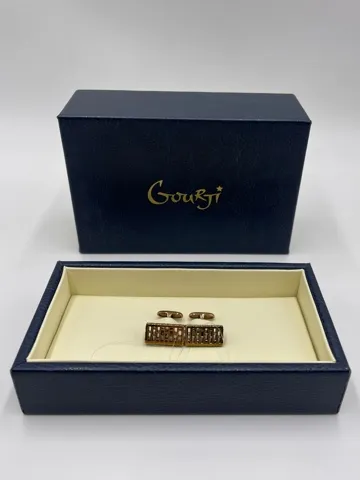 Запонки Кирпич из серебра 925 пробы с покрытием золотом